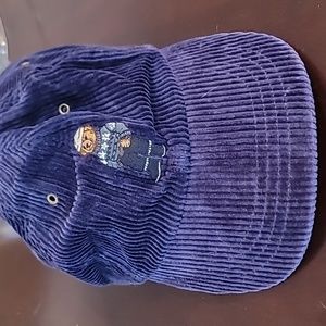 POLO BEAR CORDUROY HAT, CAP- NAVY BLUE, ADJUSTABLE